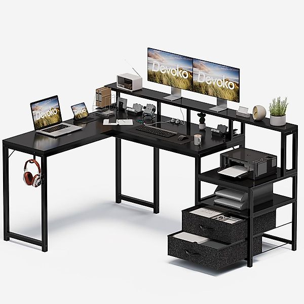 HOMALL Eckschreibtisch Schreibtisch Computertisch L-förm Eckschreibtisch günstig online kaufen