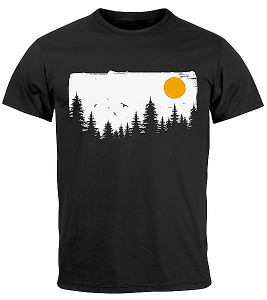 Neverless Print-Shirt Herren T-Shirt Wald Bäume Outdoor Adventure Abenteuer günstig online kaufen