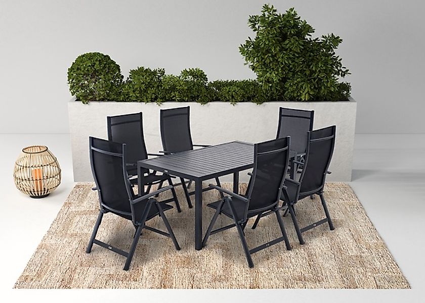 KONIFERA Garten-Essgruppe »Messina« 6x Sessel, 1x Tisch 160x90x74 cm, Alumi günstig online kaufen
