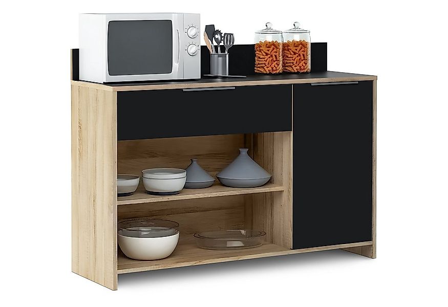 habeig Küchenregal Küchenschrank Eiche schwarz Schrank Küchenregal Singlekü günstig online kaufen