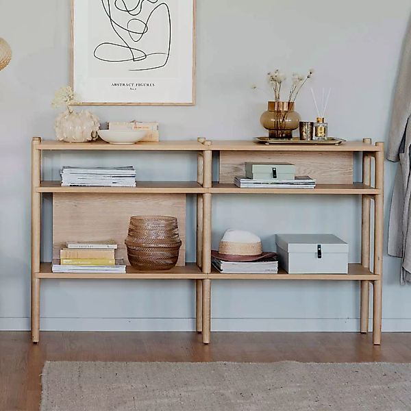Wohnzimmerregal mit Eiche furniert 140 cm breit günstig online kaufen