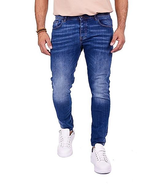 Denim Distriqt Skinny-fit-Jeans Basic Herren Slim Fit Jeans mit stretch Bla günstig online kaufen