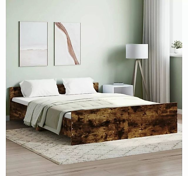 furnicato Bett Bettgestell mit Kopf- und Fußteil Räuchereiche 150x200 cm günstig online kaufen
