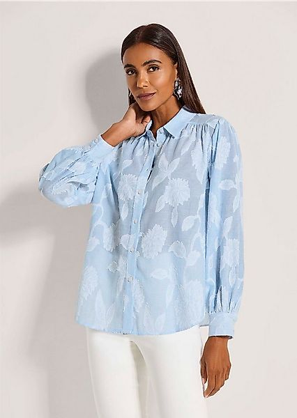 MADELEINE Hemdbluse Ausbrennerbluse mit Blütenmotiv Jacquardbluse mit Hemdk günstig online kaufen