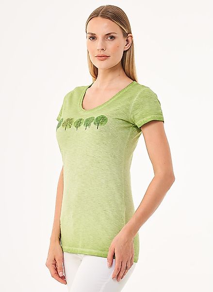 Cold Pigment Dyed T-shirt Aus Bio-baumwolle Mit Baum-print günstig online kaufen