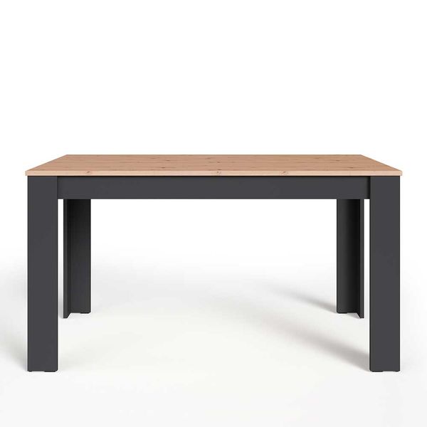 Zweifarbiger Küchentisch in Wildeiche Holzoptik Anthrazit günstig online kaufen