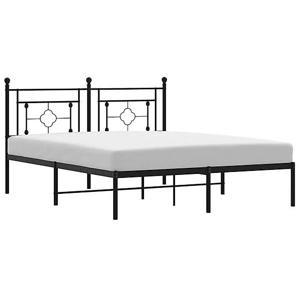 vidaXL Bettgestell, Bettrahmen mit Kopfteil Metall Schwarz 160x200 cm günstig online kaufen