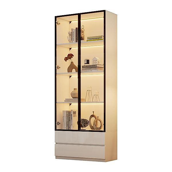 BlingBin Vitrine Glasvitrine Hochschrank mit LED-Leuchten, günstig online kaufen