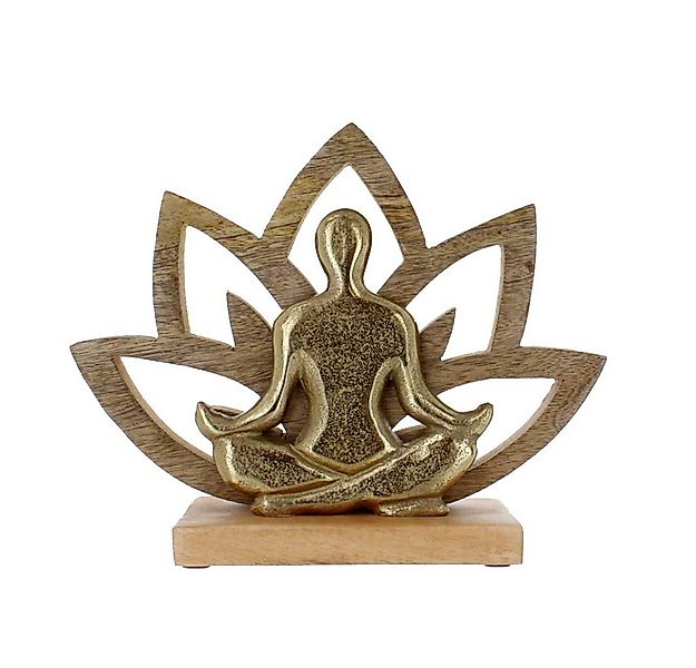 MICA Dekofigur Standdeko - Lotusblüte mit Yogafigur - gold/braun - ca. 25 x günstig online kaufen