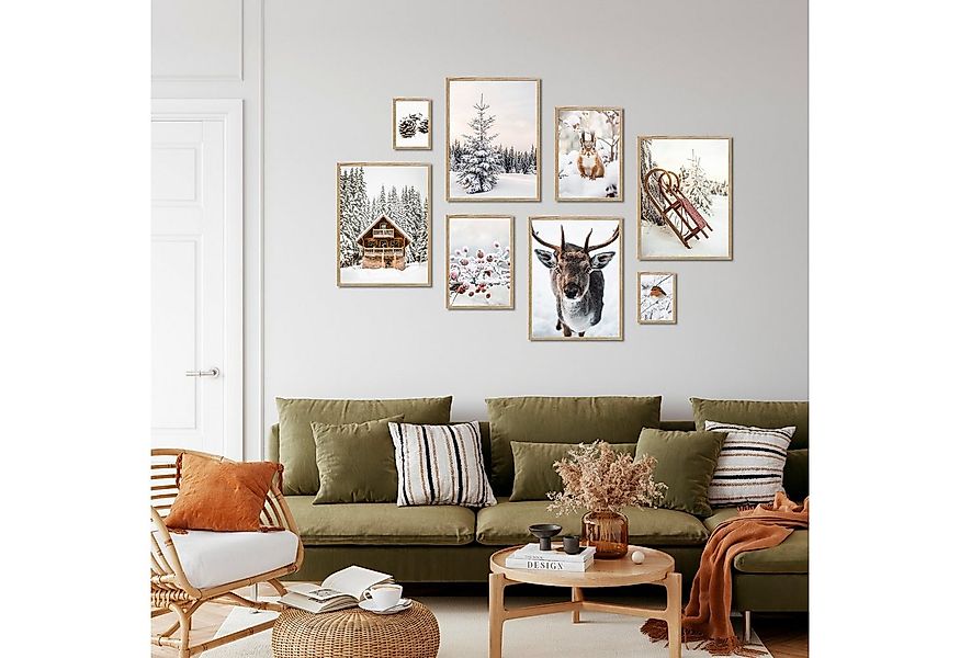 ARTFAVES Bilder-Collage Poster Set - Winter Wonderland I Schnee Tiere Winte günstig online kaufen