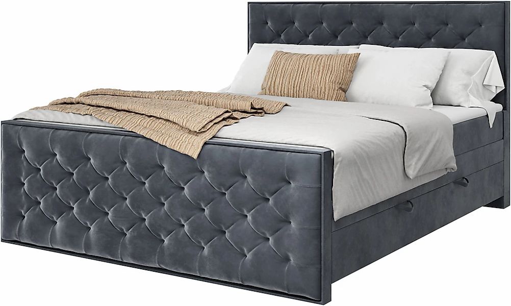 FORTE Boxspringbett "Lanciano Max inkl. zwei Bettkästen und Kaltschaum Topp günstig online kaufen