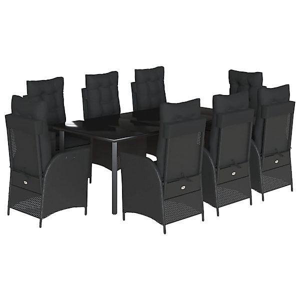 vidaXL 9-Tlg Garten-Essgruppe mit Kissen Schwarz Poly Rattan 3213193 günstig online kaufen