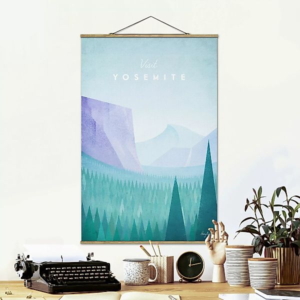 Stoffbild mit Posterleisten - Hochformat Reiseposter - Yosemite Park günstig online kaufen