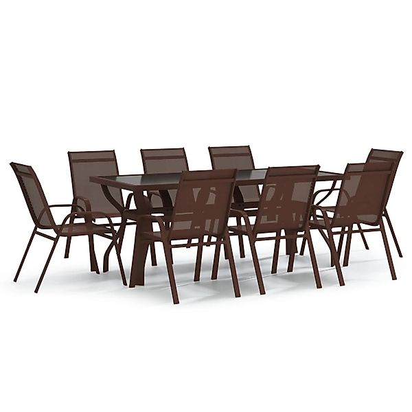 vidaXL 9-Tlg Garten-Essgruppe Braun und Schwarz 3095978 günstig online kaufen