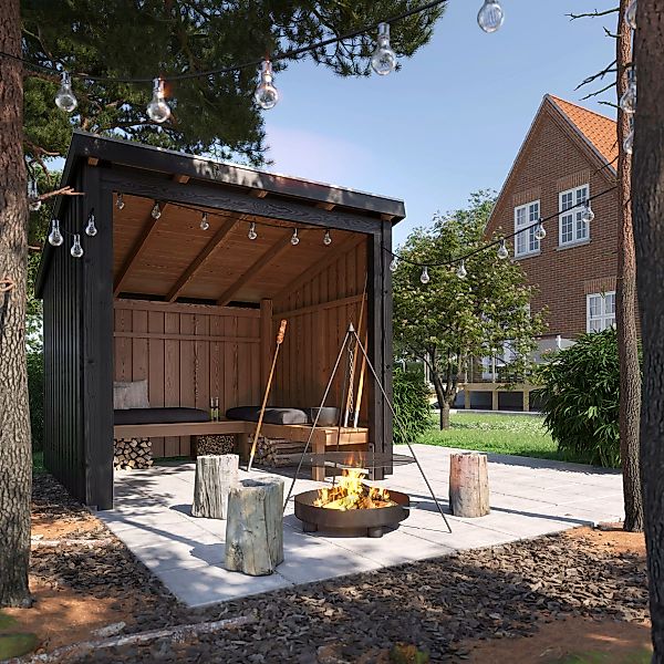 PLUS Gartenhaus "Nordic", (Packung), Grillhütte - 5 m², inkl. Dachpappe/Alu günstig online kaufen