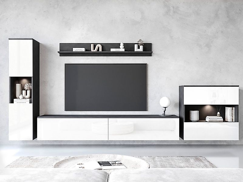 INOSIGN Wohnwand PARIS, Vitrine Türanschlag links/rechts wechselbar, (Kompl günstig online kaufen