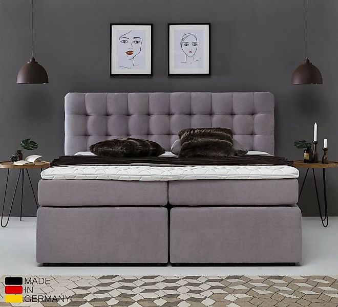 Möbelfreude Boxspringbett Boxspringbett Perris 140x200 cm Hellgrau Uni H3, günstig online kaufen