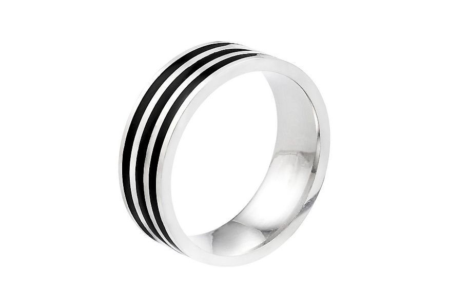 meditoys Fingerring Herren-Edelstahlring · mit Längsrillen in schwarz und s günstig online kaufen