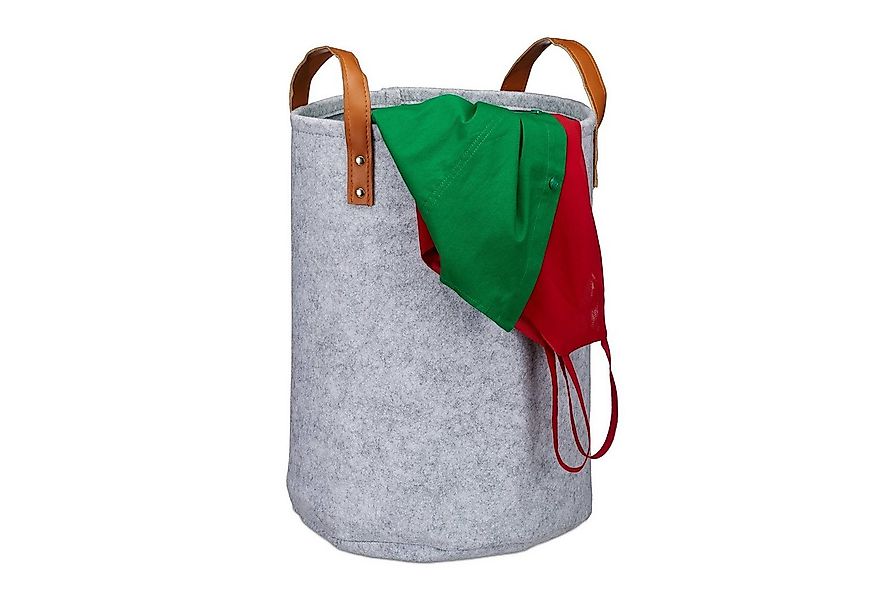 relaxdays Wäschekorb Filz tragbar, grau günstig online kaufen