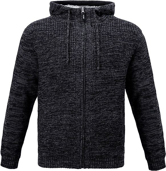 JOB Strickjacke Hoodie-Strickjacke mit Fellfutter schieferschwarz günstig online kaufen