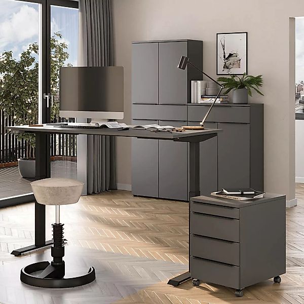 Büromöbel Set 4-teilig MEMPHIS-01 mit Schreibtisch 140x80cm in graphit günstig online kaufen