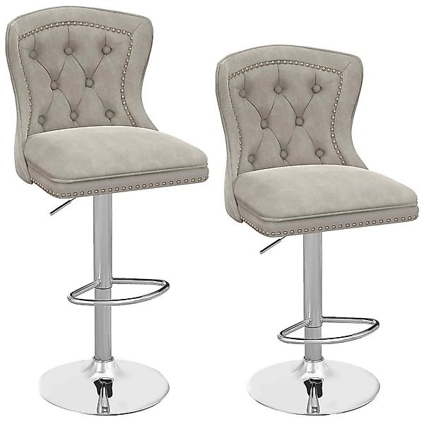 Costway 2er Set Barhocker mit Rückenlehne & Metallfuß für Zuhause Grau günstig online kaufen