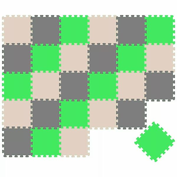 LittleTom Baby & Kinder Puzzlematte 30 x 30 cm 27 Teile Grau Beige Hellgrün günstig online kaufen