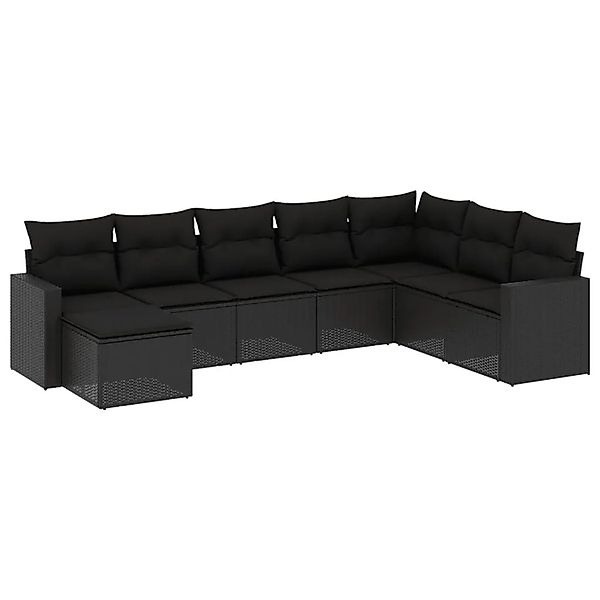 vidaXL 8-Tlg Garten-Sofagarnitur mit Kissen Schwarz Poly Rattan 3251692 günstig online kaufen