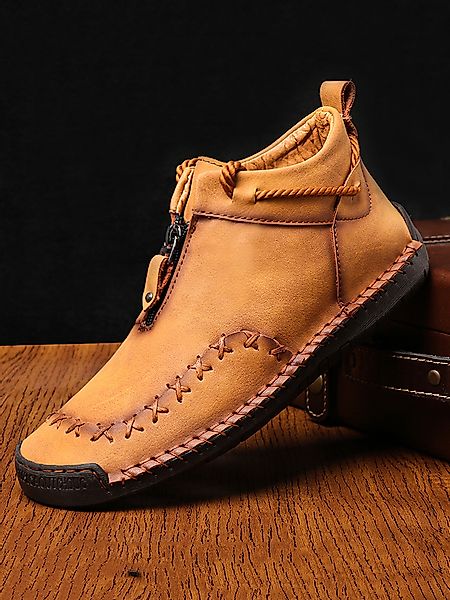 Herren Handnähen rutschfest Soft Sohle Freizeitleder Stiefel günstig online kaufen