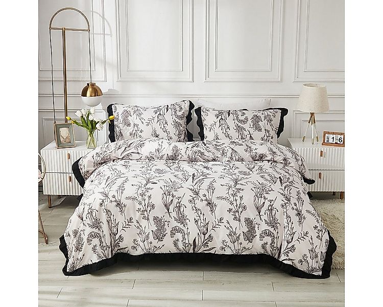 BYSURE Bettwäsche, Polyester, 3 teilig, Blumen-Bettbezug Set günstig online kaufen