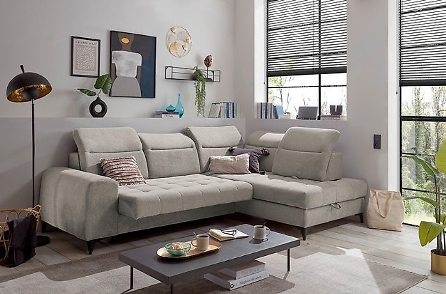ED EXCITING DESIGN Ecksofa »Rockdale L-Form mit Bettfunktion, Bettkasten«, günstig online kaufen