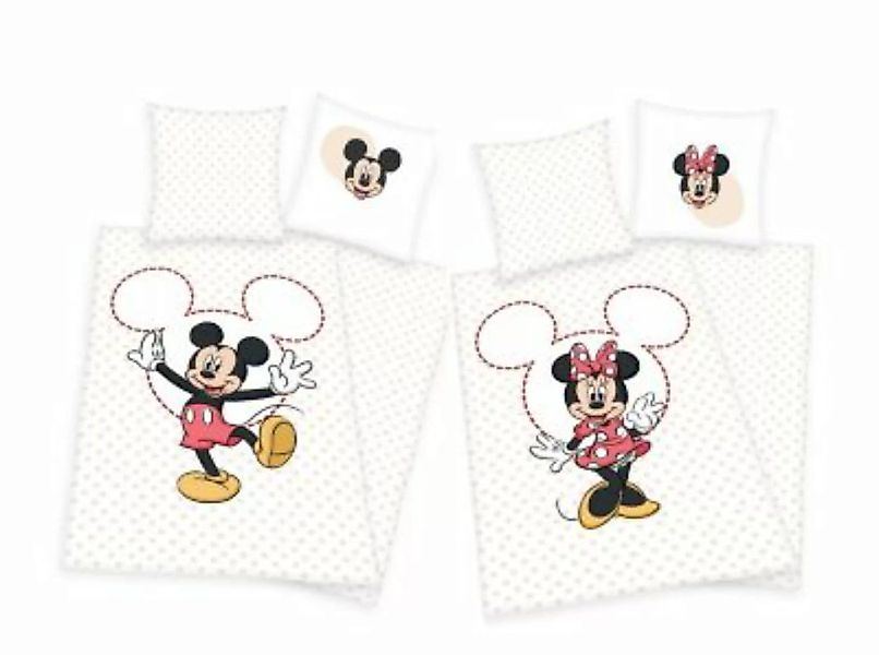 dynamic24 4tlg Disney Mickey & Minnie Mouse Partner Bettwäsche Bettwäsche b günstig online kaufen