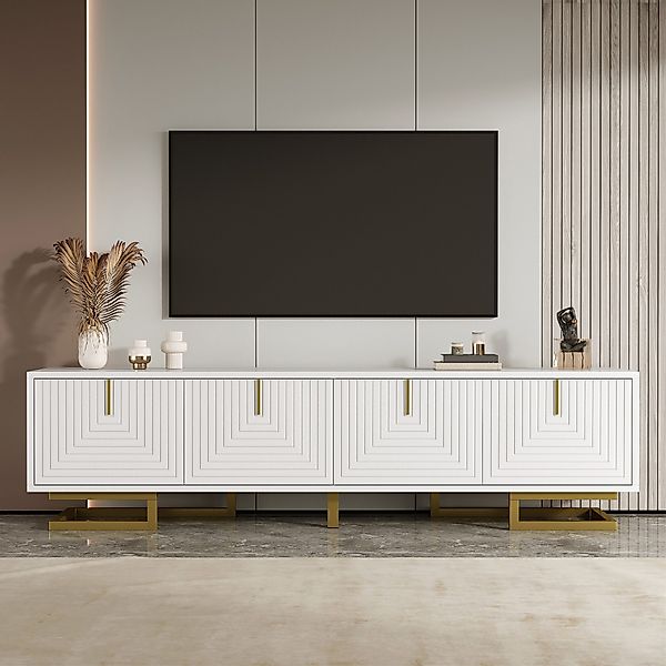 MODFU Lowboard mit Regalfächern, Goldbeine (TV-Möbel, günstig online kaufen