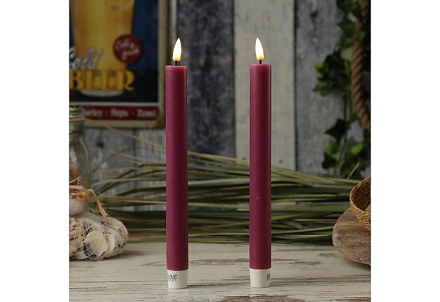 Deluxe Homeart LED-Kerze LED Stabkerzen Mia Tafelkerzen Echtwachs flackernd günstig online kaufen