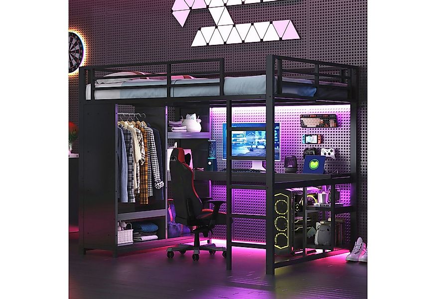 Merax Hochbett (Jugendbett Kinderbett Einzelbett Spielbett, 1-St) Metallbet günstig online kaufen