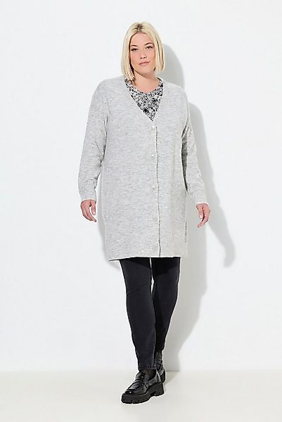 Ulla Popken Strickjacke Strickjacke Boxy Fit V-Ausschnitt Knopfleiste günstig online kaufen