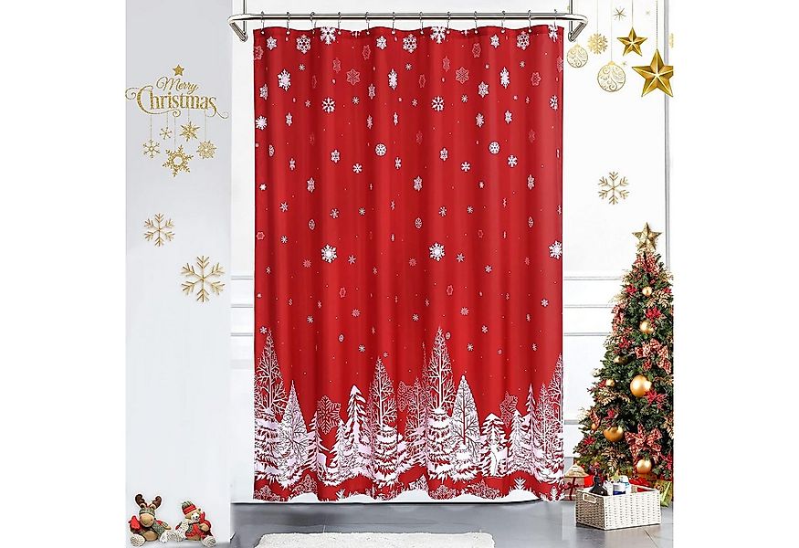 GarveeMore Duschvorhang Weihnachts,gewichteter Boden, Weihnachtsbaum und Sc günstig online kaufen