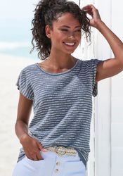 Vivance Rundhalsshirt mit Streifenstruktur aus leichter günstig online kaufen