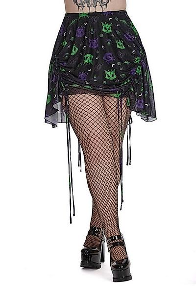 Banned A-Linien-Rock Space Cat Kitty Rave Alien Katze Punk Nu Goth Skirt günstig online kaufen