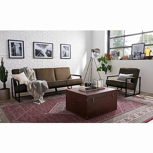 home24 ars manufacti Sofa Rhode 3-Sitzer Braungrau Mischgewebe 185x74x82 cm günstig online kaufen