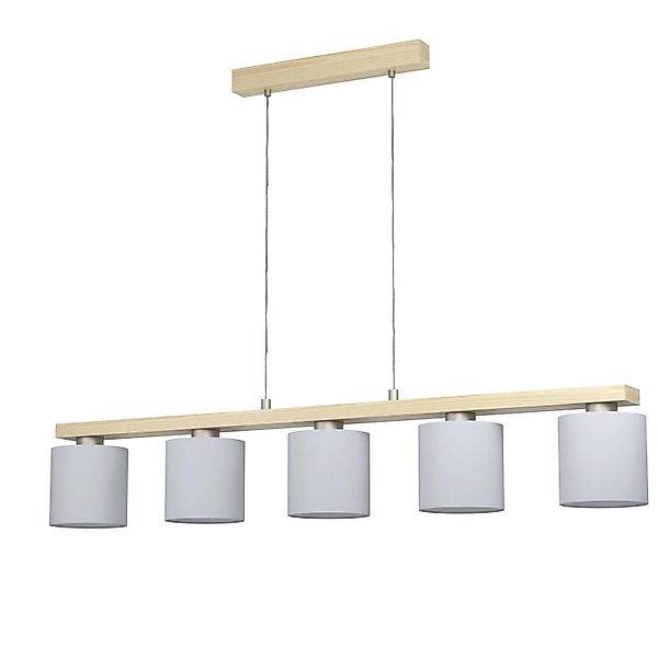 Eglo Pendelleuchte Castralvo 5-flammig Nickel-Matt-Braun 110 cm x 121 cm günstig online kaufen