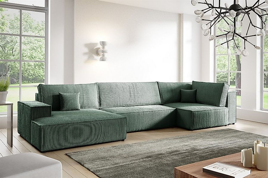 Fun Möbel Wohnlandschaft Sofa CORUNIA mit Schlaffunktion und Ottomane in St günstig online kaufen