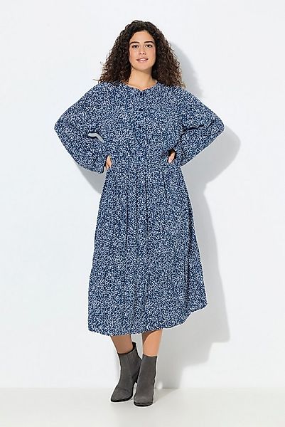 Ulla Popken Midikleid Midikleid A-Linie Rundhals Langarm Krepp günstig online kaufen