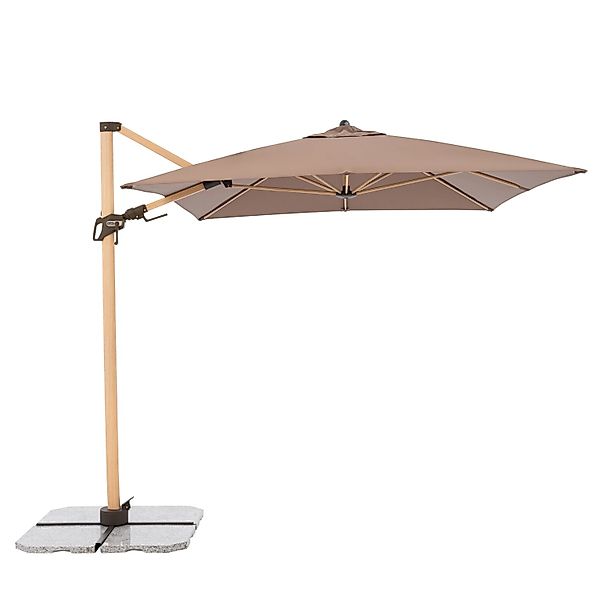 Doppler Ampelschirm Alu Wood 300 cm x  220 cm Greige mit Kurbelmechanik günstig online kaufen