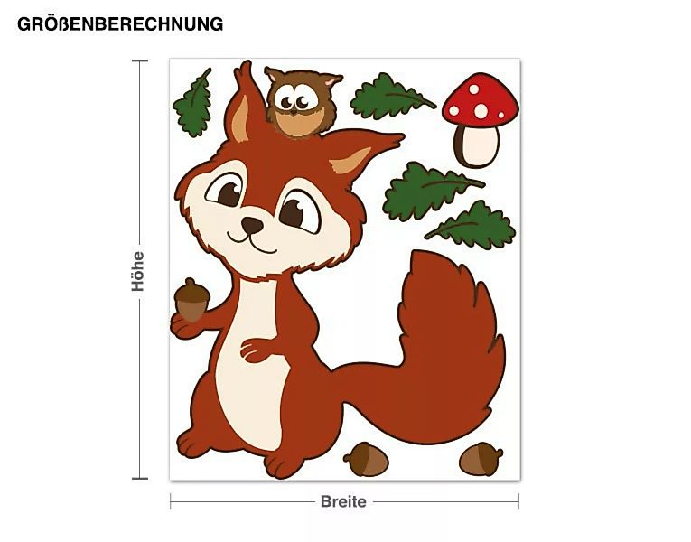 Wandtattoo Kinderzimmer Eichhörnchen und Eule Illustration günstig online kaufen