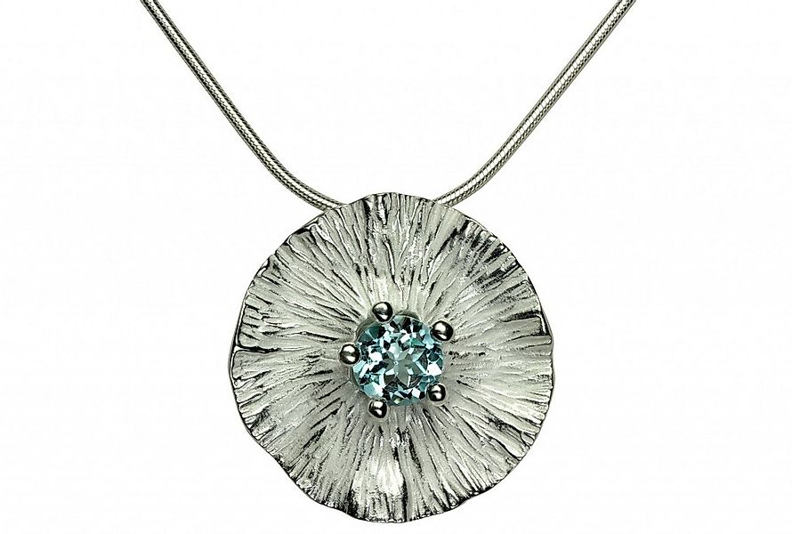 SILBERMOOS Kette und Anhänger Set Lotusblatt-Anhänger "Blauer Topas", 925 S günstig online kaufen