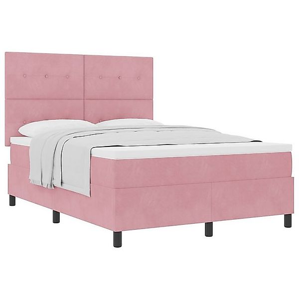 vidaXL Bett Boxspringbett mit Matratze Rosa 140x190 cm Samt (1-tlg) günstig online kaufen
