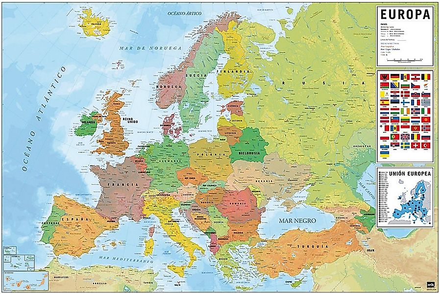 Grupo Erik Poster Europakarte Poster Flaggen mit spanischen Beschriftungen günstig online kaufen