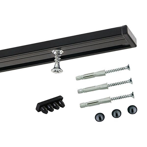 Deco-Raum Gardinenschiene nach Maß 1-Lauf Deckenmontage Minimal Schwarz 60c günstig online kaufen