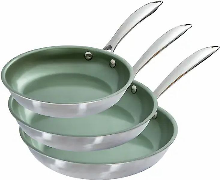 JUST VEGAN Pfannen-Set »CeraVegan« Edelstahl 18/8 Set, 3 Stk. tlg. Pflanzli günstig online kaufen